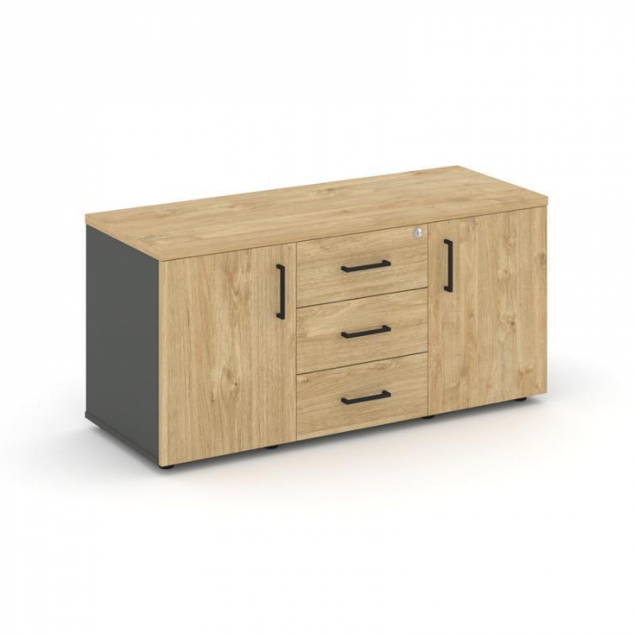 Style Project Тумба для оргтехники/сервисная SN.TS-002 Антрацит/Тиквуд Светлый/Черный Ручки 1206*460