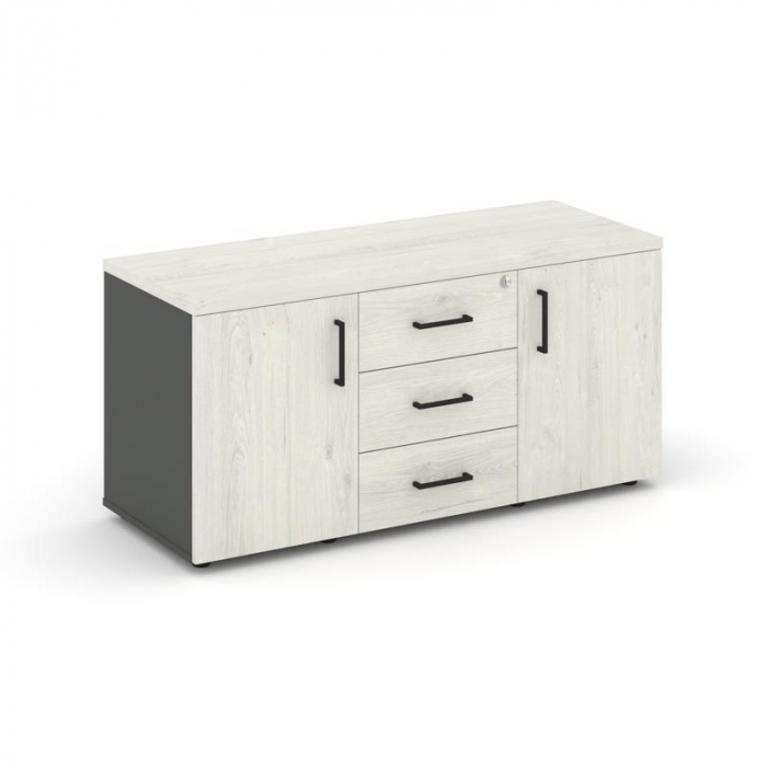 Стайл Проджект Тумба для оргтехники/сервисная SN.TS-002 Антрацит/Дуб Наварра/Черный Ручки 1206*460*5