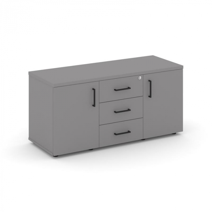 Стайл Проджект Тумба для оргтехники/сервисная SN.TS-002 Серый Пепел/Черный Ручки 1206*460*576