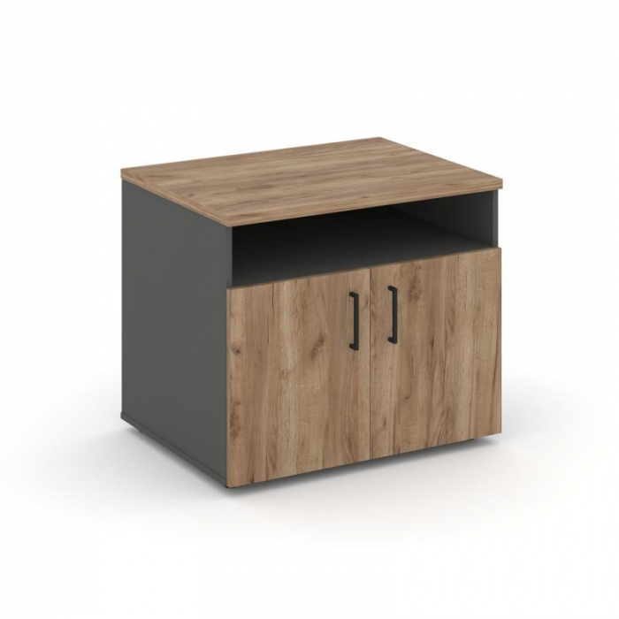 Style Project Тумба для оргтехники/сервисная SN.TS-001 Антрацит/Дуб Табак/Черный Ручки 796*600*680