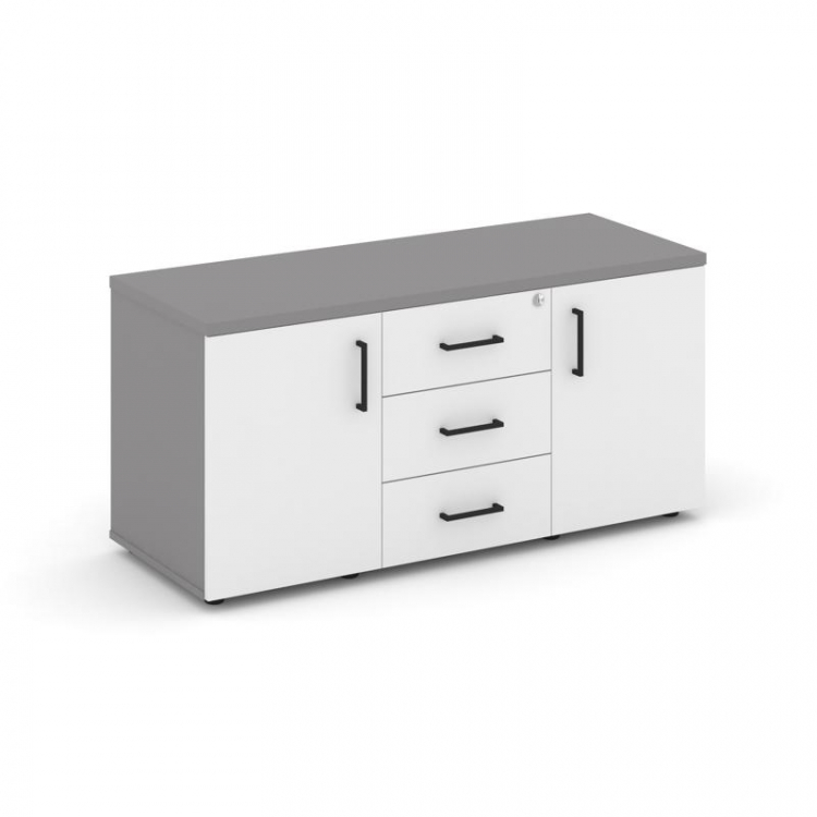 Стайл Проджект Тумба для оргтехники/сервисная SN.TS-002 Серый Пепел/Белый/Черный Ручки 1206*460*576